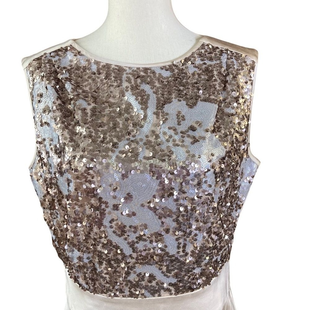 New Antonio Melani Women's Dress Sz 6 Gold Viscose Sequin‎ Sheath Party New - Picture 2 of 11
